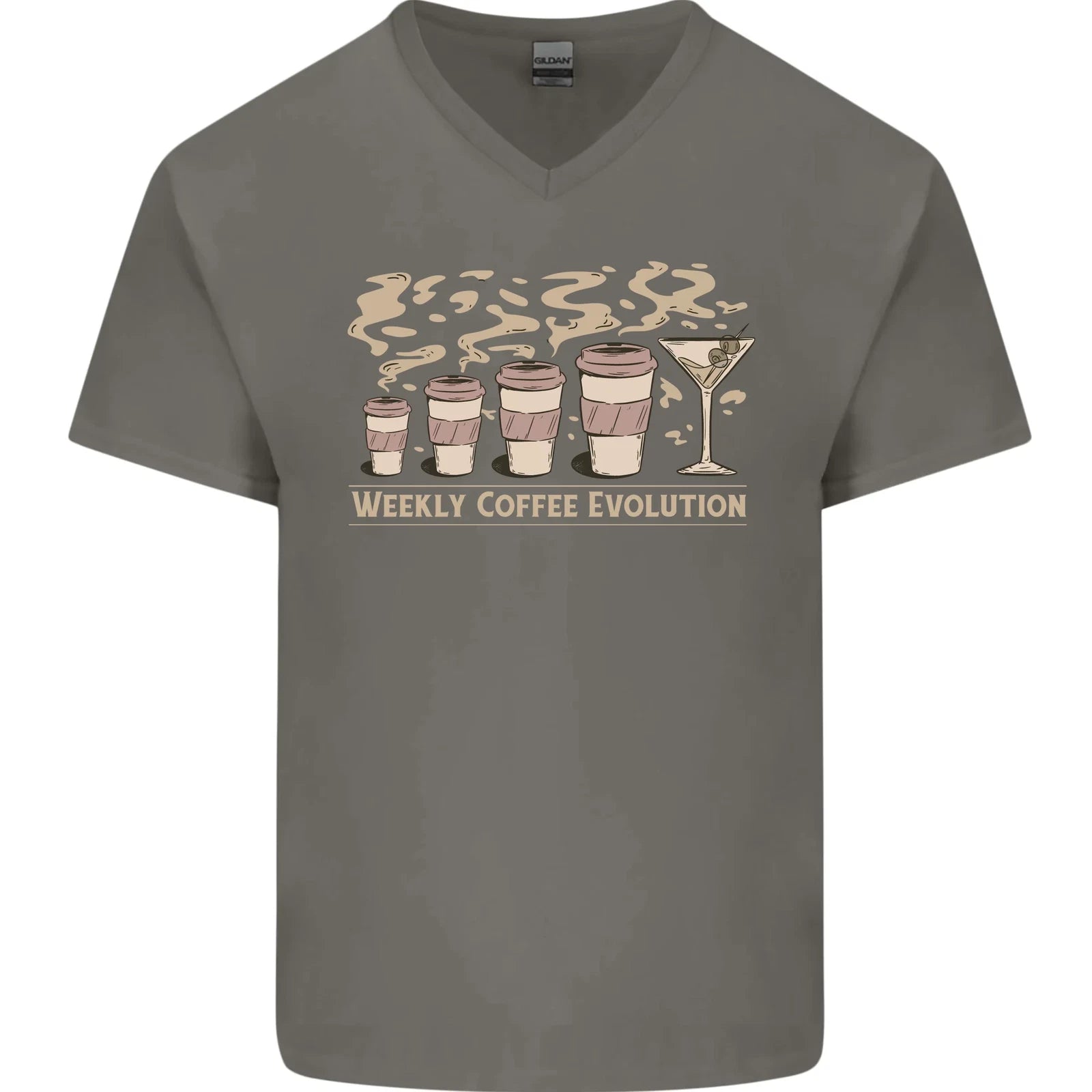 Weekly Coffee To Alcohol Evolution Wine Mens V-Neck Cotton T-Shirt