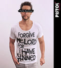 Pistol Boutique Men's White Scoop Round Neck FORGIVE LORD SINNED T-shirt