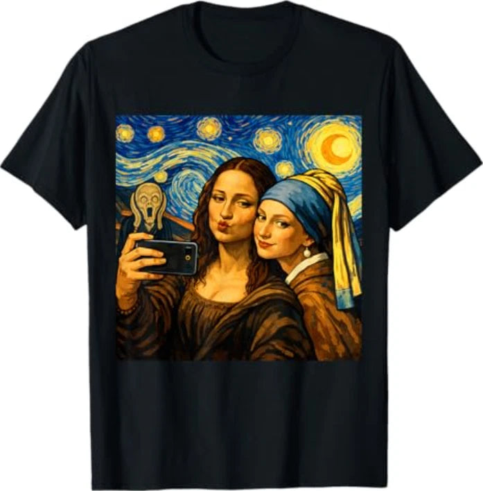 Famous Paintings Selfie Funny Art History Lover Tee T-Shirt