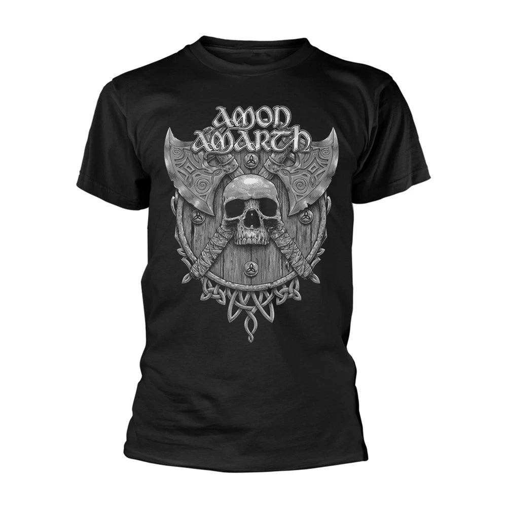 AMON AMARTH - GREY SKULL BLACK T-Shirt, Front & Back Print Large