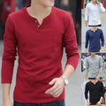 Men Long Sleeve Basic T Shirt Slim Fit V Neck Casual Tops for Comfortable Wear