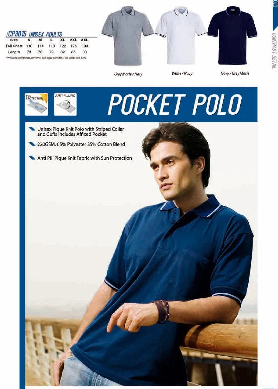 New Unisex Adults Anti Pill Pique Knit Poly Cotton Casual Polo with Chest Pocket
