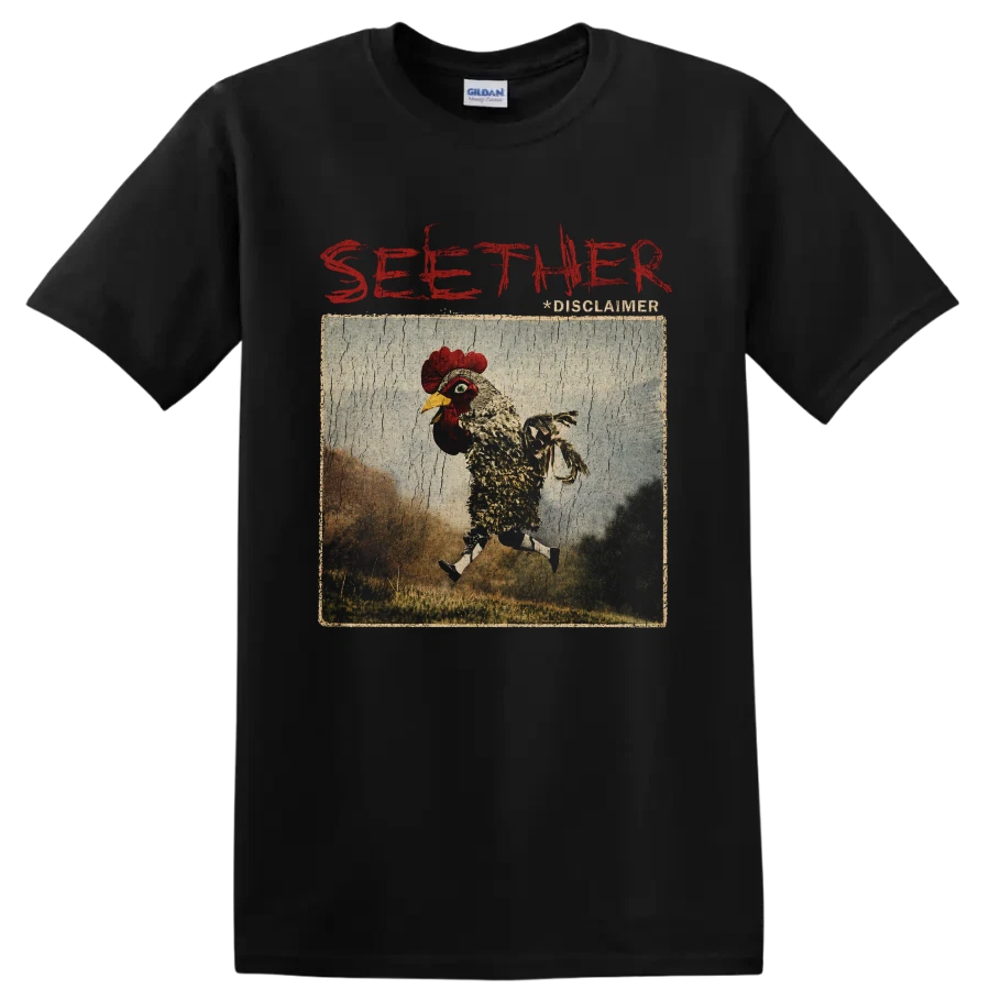 Seether Disclaimer T Shirt Rooster Album Art Red Grunge Rock Music Graphic Tee