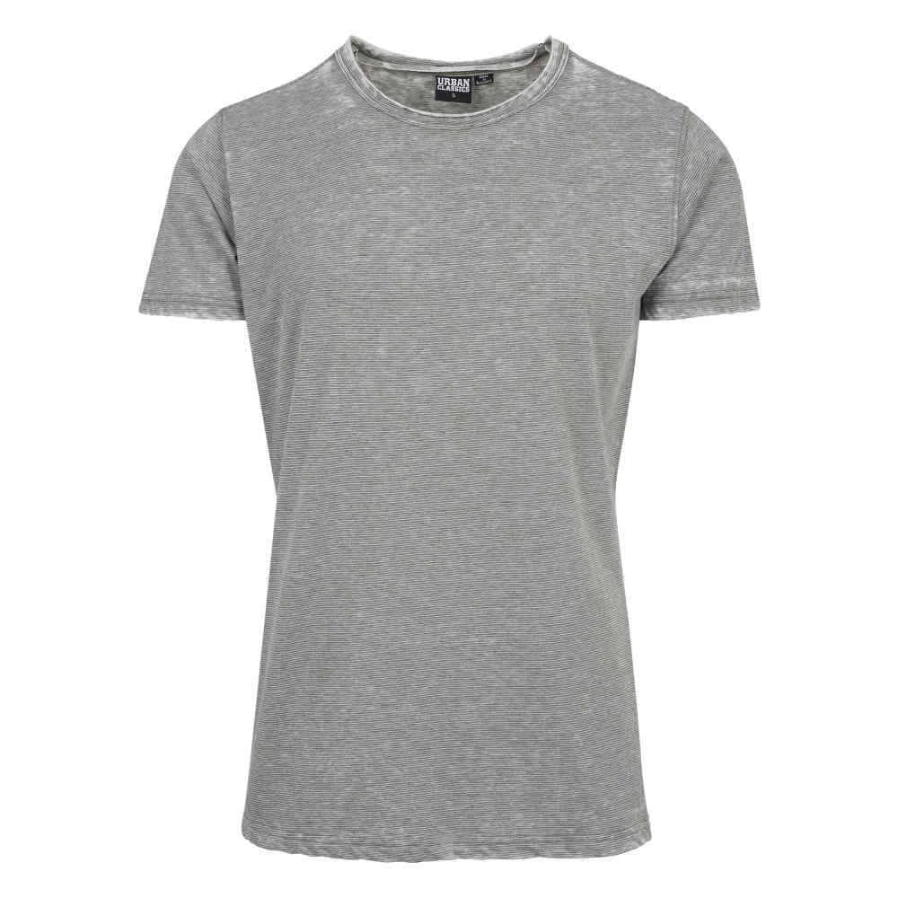 Urban Classics Men's T-Shirt Stripe Burn Out in Light Olive - Size Small