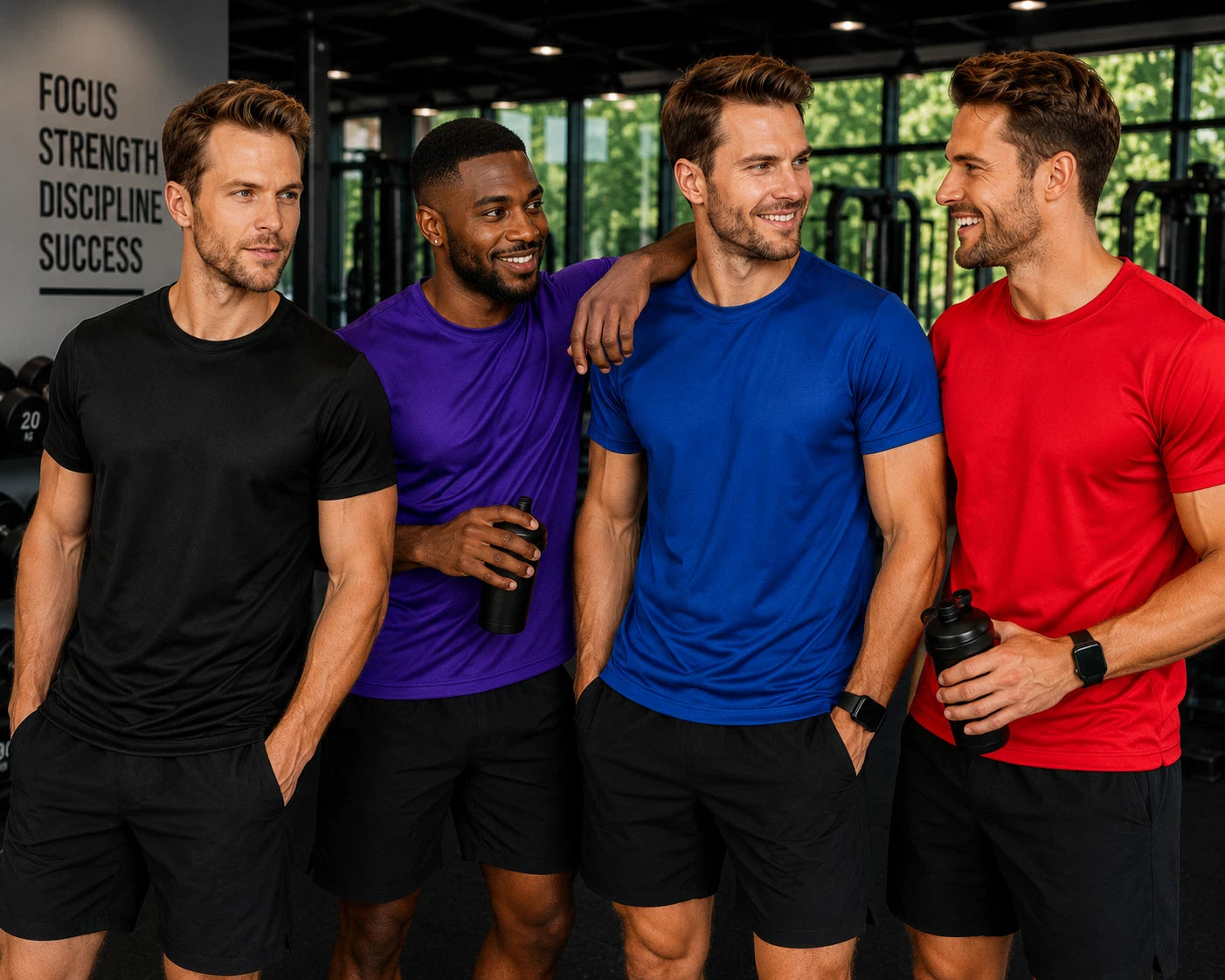 Mens POLYESTER T shirts Crew Neck Gym Summer Muscle anti sweat training running