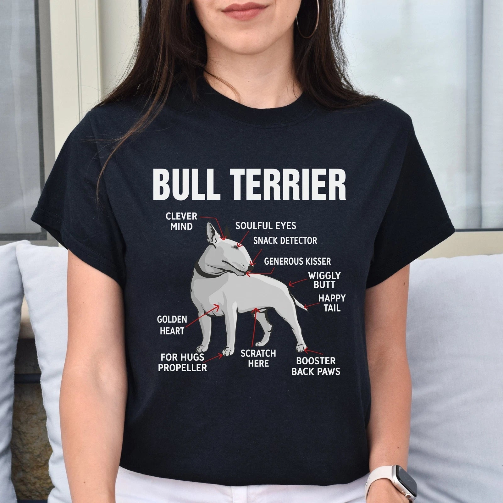 Bull Terrier Anatomy Unisex T-Shirt gift Bullterrier dog owner tee dark heather
