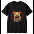Hamster Double Exposure Cute Mens T-Shirt Black 100% Cotton Adorable Printed