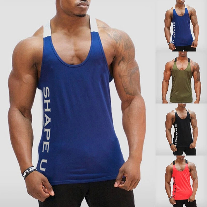 Men Fitness Tank Top Gym Muscle Bodybuilding Sport Workout Vest T Shirt Pullover