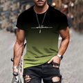 Men's Gradient Print T-Shirt Round Neck Short Sleeve Casual Street Top
