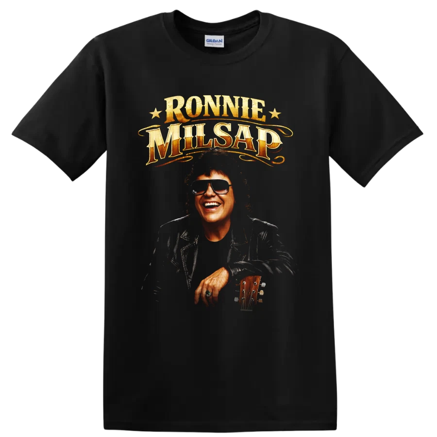 Ronnie Milsap Country Singer T Shirt Vintage Portrait Guitar Music Fan Tee Retro