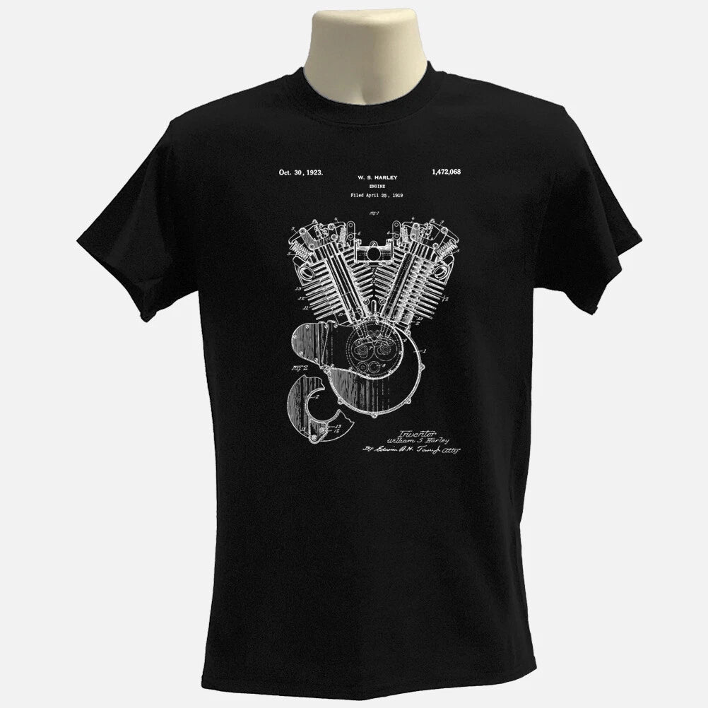 Vintage Motorcycle Engine Patent T Shirt Biker Mechanic Chopper Unisex Tee