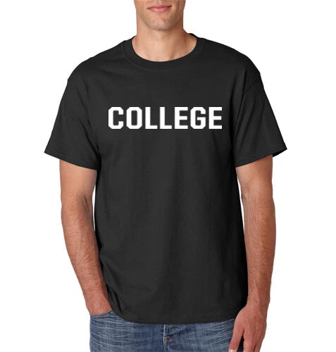Simple College Print T-Shirt Back To School Fraternity 100% Screen Printed Tee