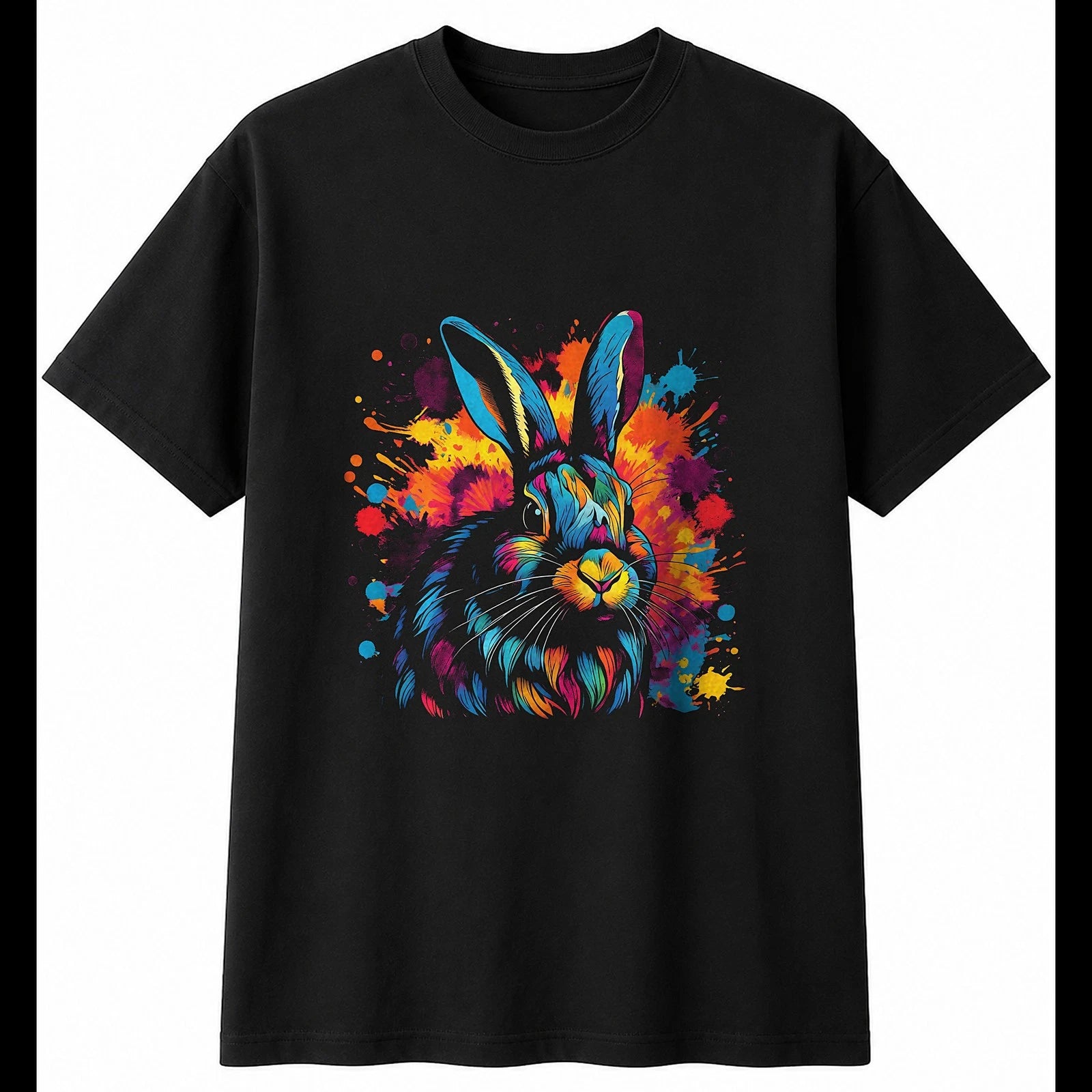 Psychedelic Flemish Giant Rabbit Torn Paper Mens T-Shirt Cute Kawaii Adorable
