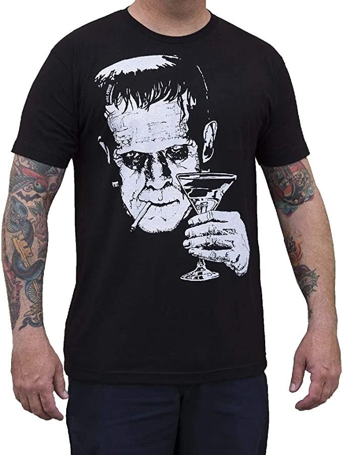 NWT Lowbrow Art Company Mens MONSTER MARTINI Tee Shirt BLACK SM-2XL MADE IN USA