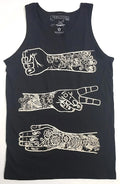 Tattoo Art Tank Top T-shirt Rock Paper Scissors 100% Cotton Men's Vest Black New