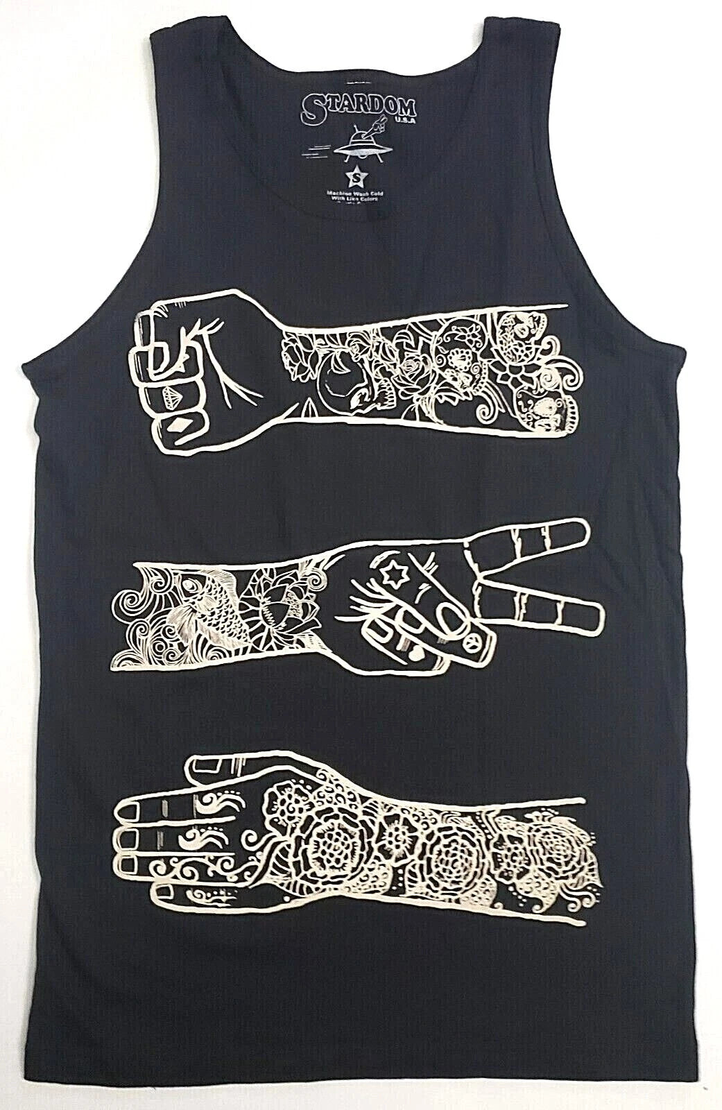 Tattoo Art Tank Top T-shirt Rock Paper Scissors 100% Cotton Men's Vest Black New
