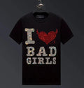 New Men Fashion Rhinestones Short Sleeve Luxury Black T-Shirt High Quality