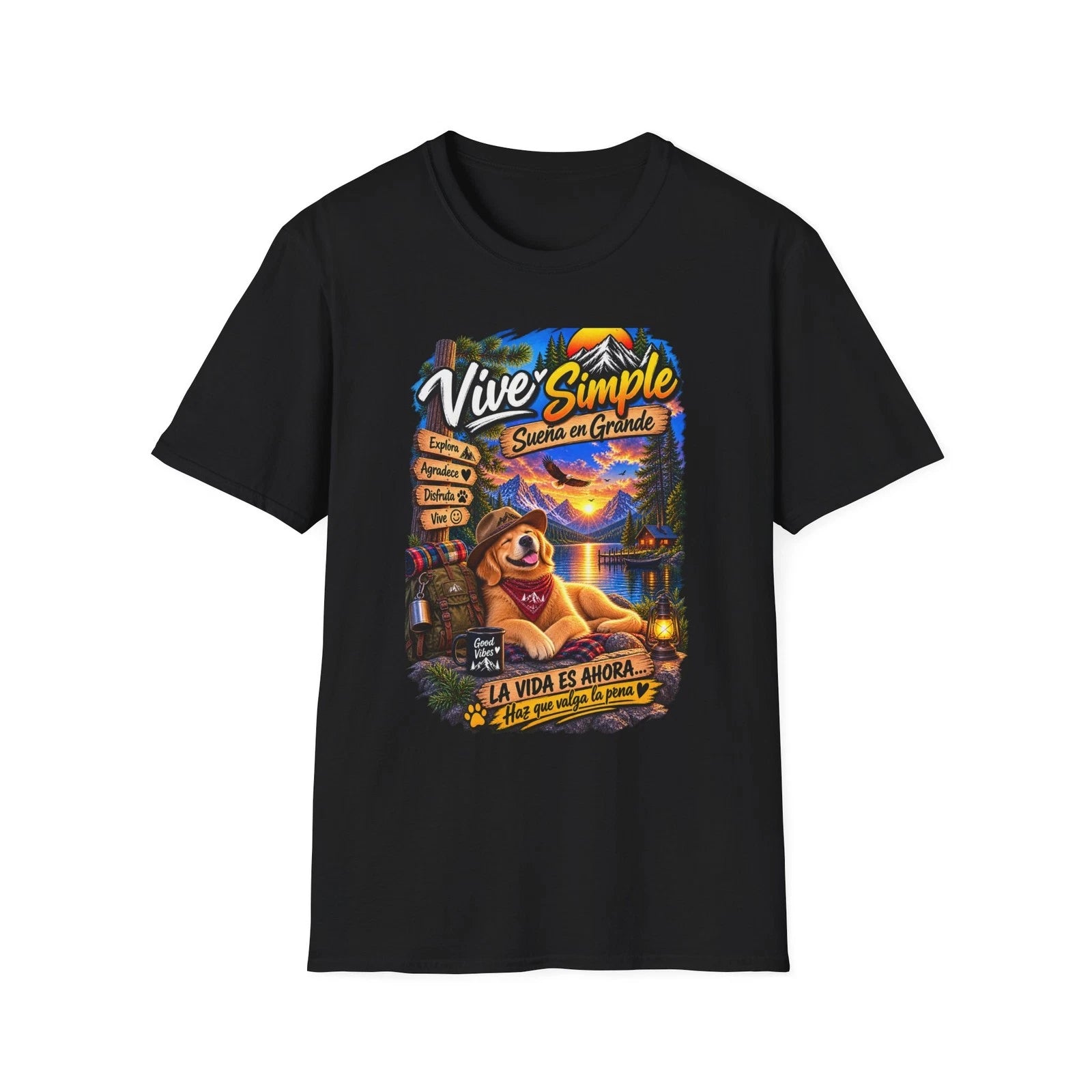 Vive Simple Mountain Sunset T-Shirt | Spanish Adventure Graphic