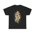 Boho Golden Snake Stars Flowers Tee Unisex T-Shirt Bohemian Festival Top Serpent