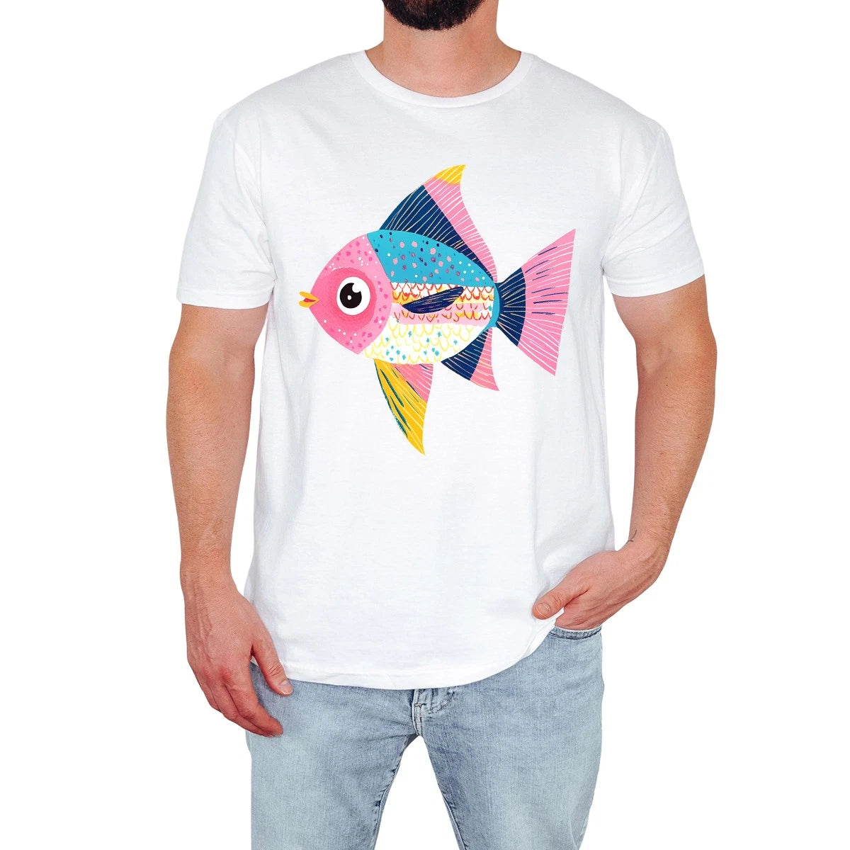 Cute Cartoon Fish Mens T-Shirt Stylish Aquatic Funny Animal Lover Gift