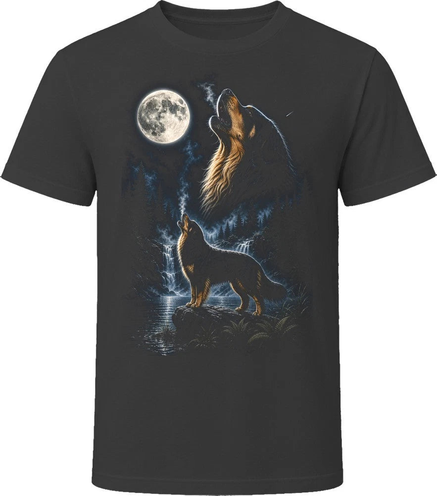 Hovawart Dog Howling at the Moon T Shirt