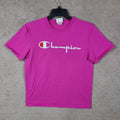 Champion Shirt Mens Medium Pink Crew Neck Short Sleeve Tee Embroidered Cotton