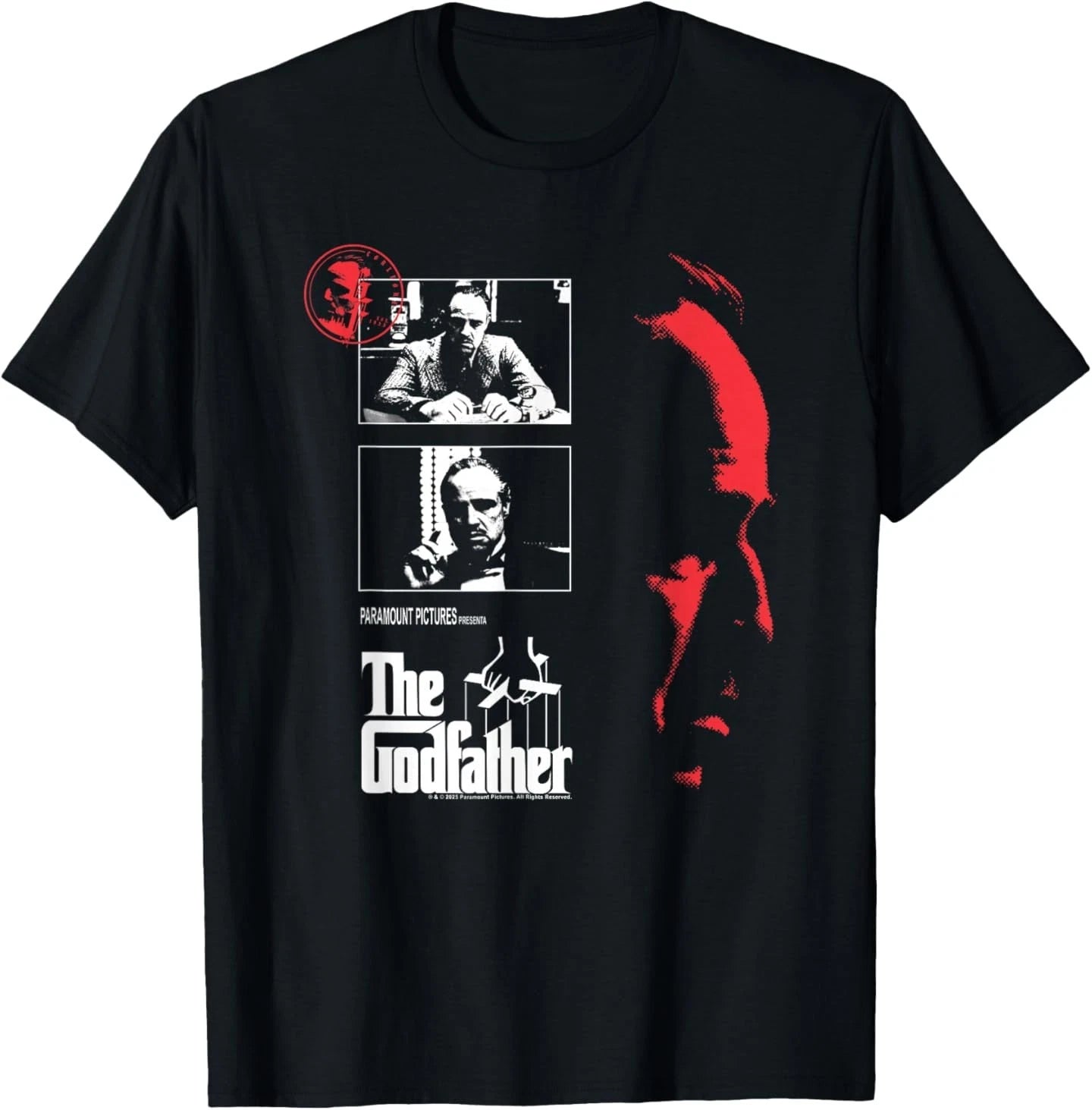 The Godfather Red Shadow Portrait Collage Mafia Movie BLACK T-Shirt S3