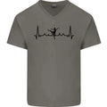 Ballet Dancer ECG Dancing Ballerina Pulse Mens V-Neck Cotton T-Shirt