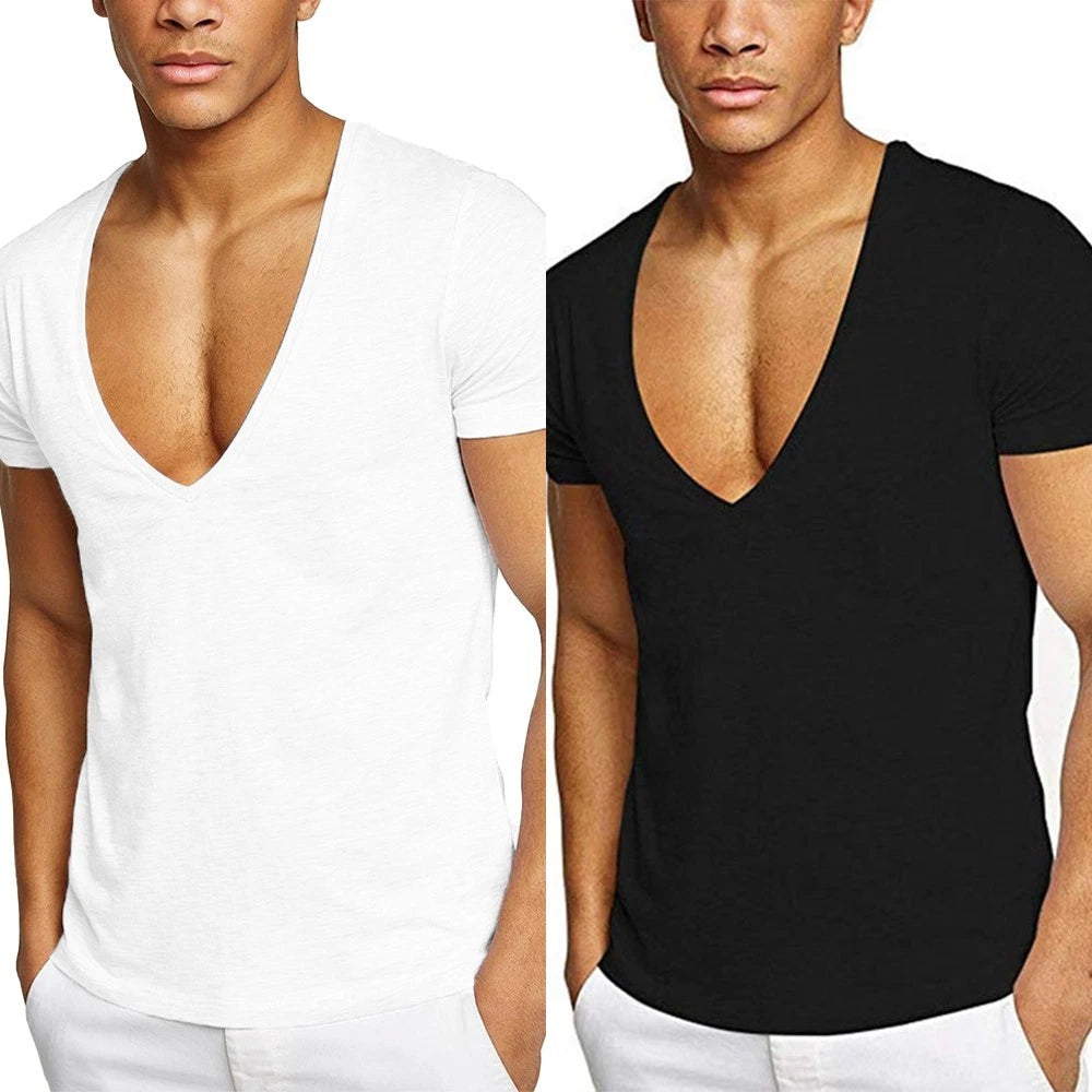 V-neck T-Shirt Breathable Comfortable Fashionable Fitness Gym Short Sleeve