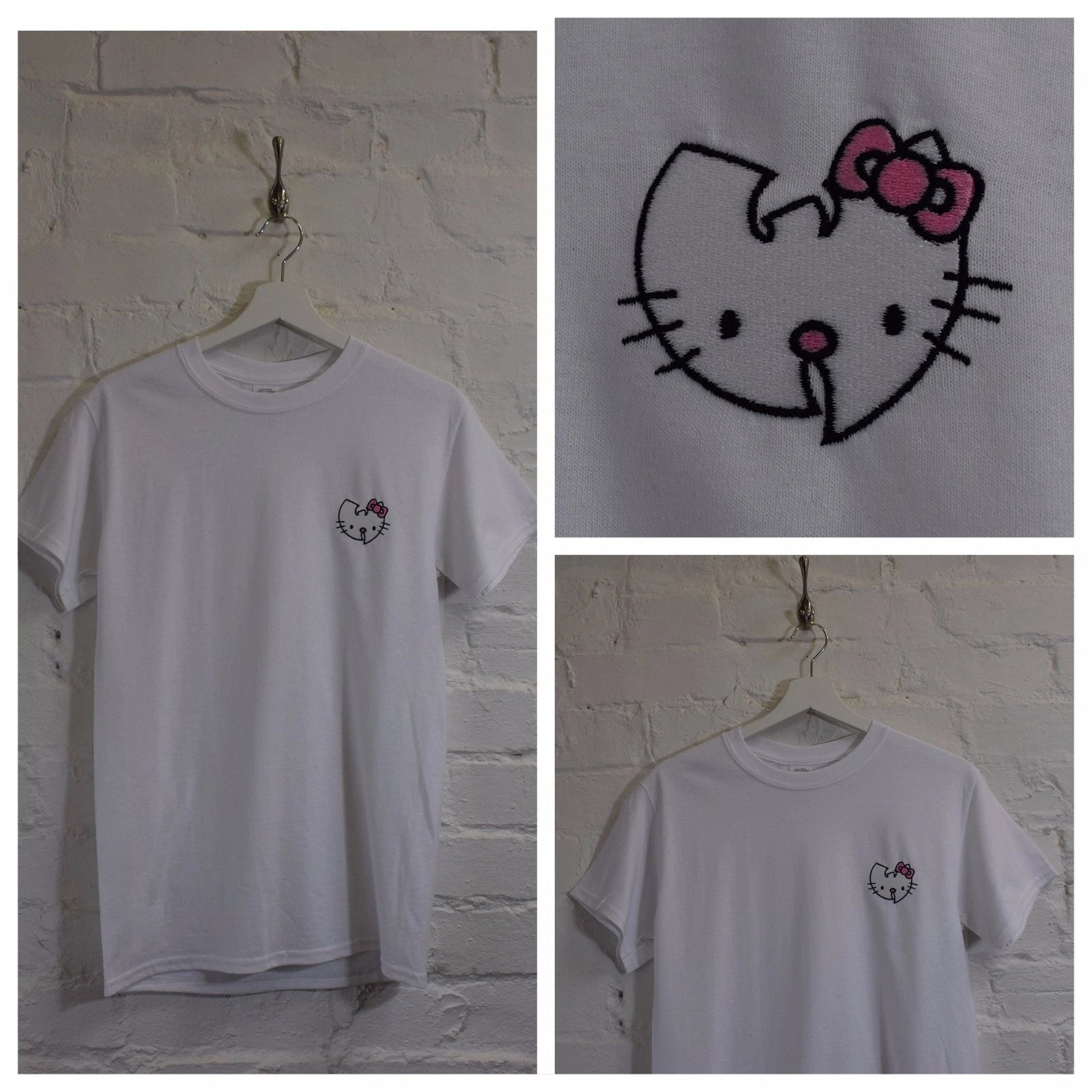Actual Fact Wu x Kitty Vintage Hip Hop Cartoon White Tee T-shirt