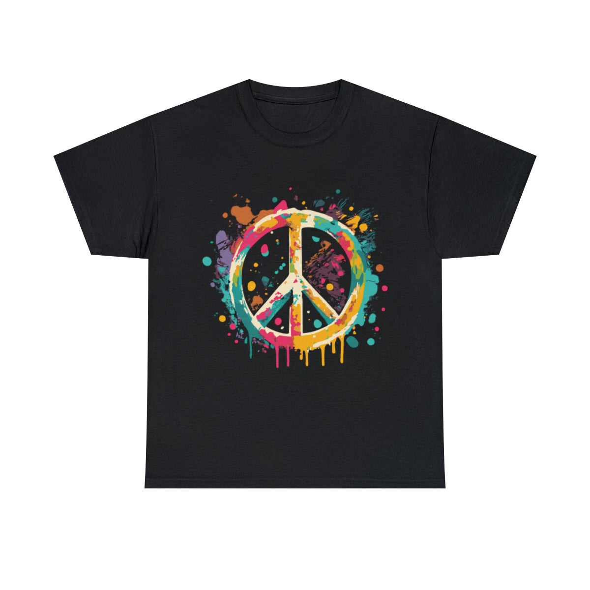 Peace Sign Paint Splatter Graffiti Graphic Tee Shirt, S-5XL