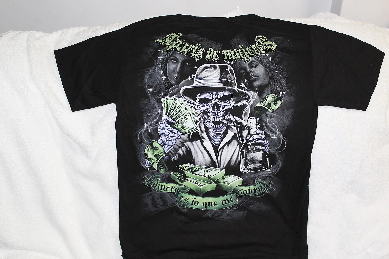 SKULL SKELETON MONEY DINERO TEQUILA WOMEN URBAN T-SHIRT