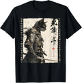 Samurai Cat Warrior Ukiyo Ink Artwork Cat Samurai Gift Unisex T-Shirt