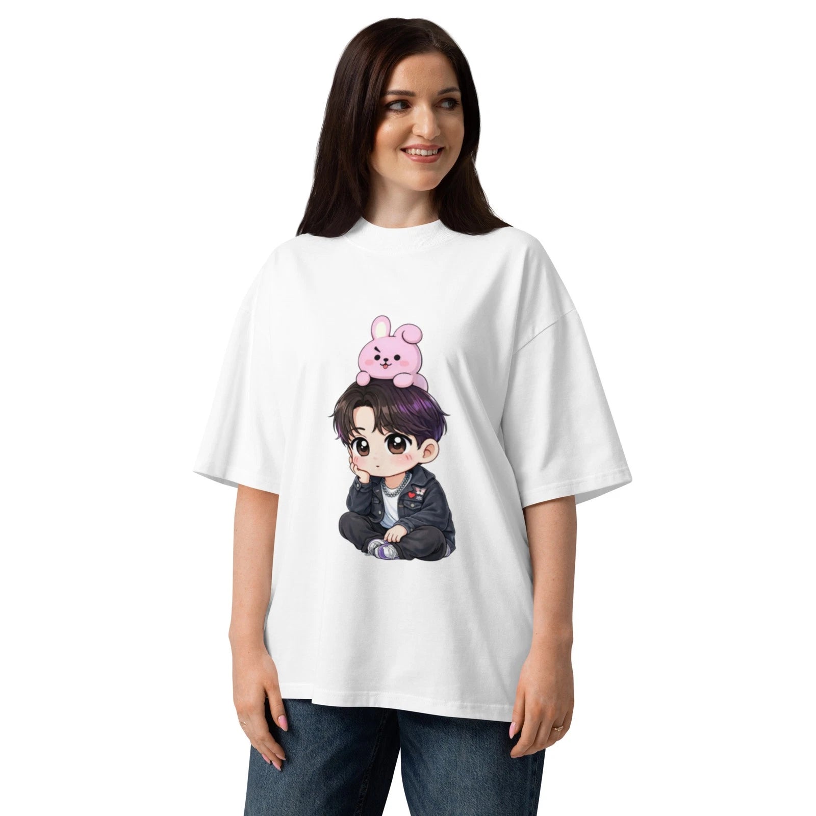 COOKY / K-pop inspired shirt / Unisex organic oversized high neck t-shirt
