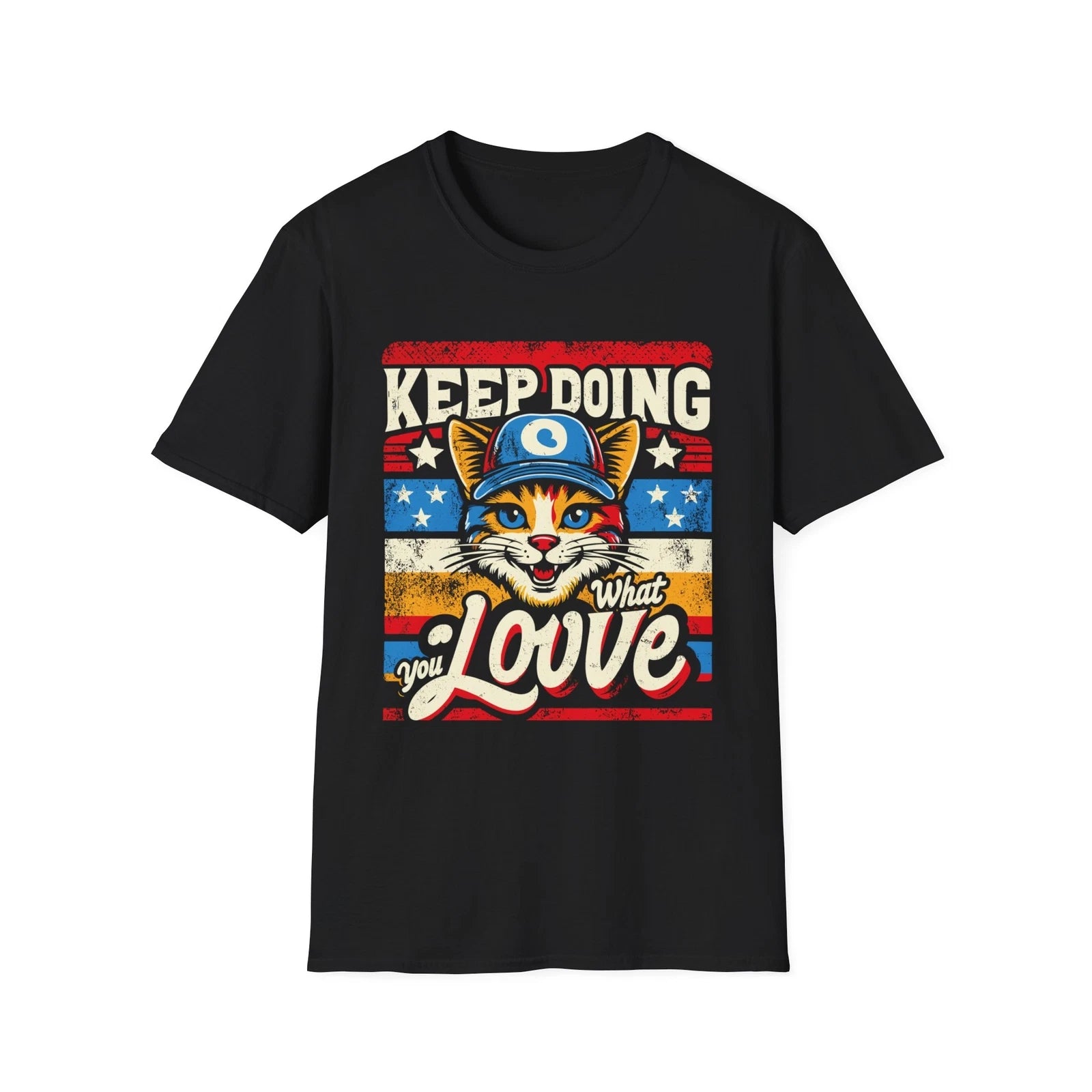 Motivational Cat Graphic T-Shirt, Keep Going, Love, Cute Cat Tee, Gift for Cat
