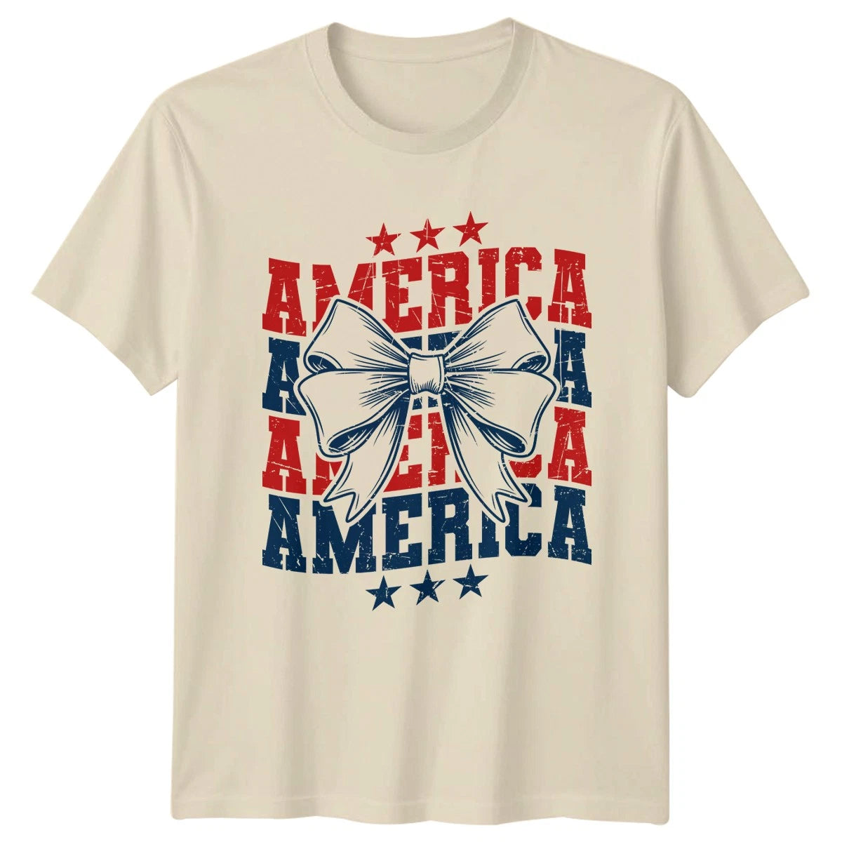 America Bow T-Shirt Patriotic Graphic Fun Stylish Cute Fashion Gift For Him