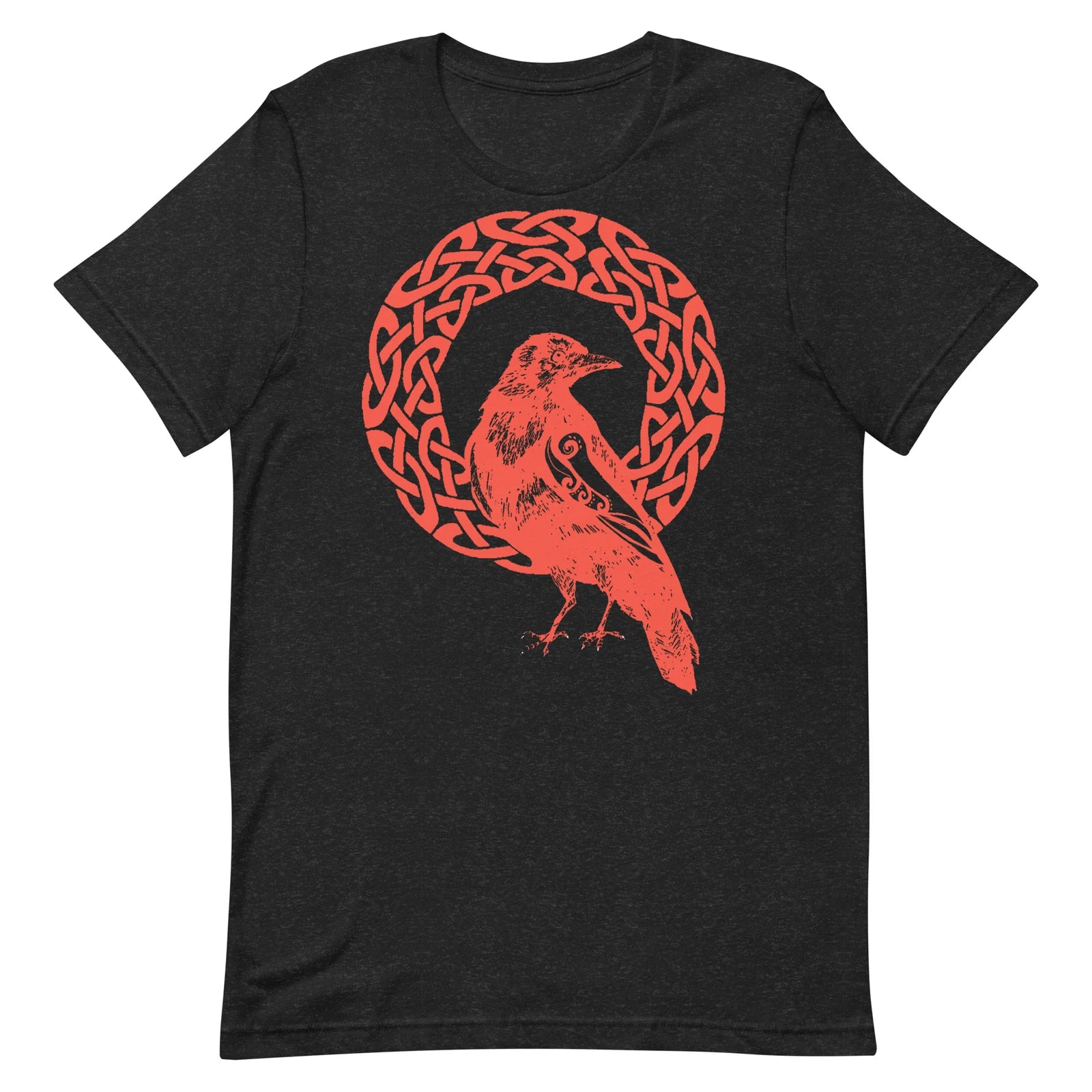 Red Celtic Raven Unisex T-Shirt, Pagan Celtic Bird Design