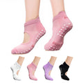 4 Pairs Pilates Socks with Grips for , Yoga Socks Non Slip Athletic Crew Sock...