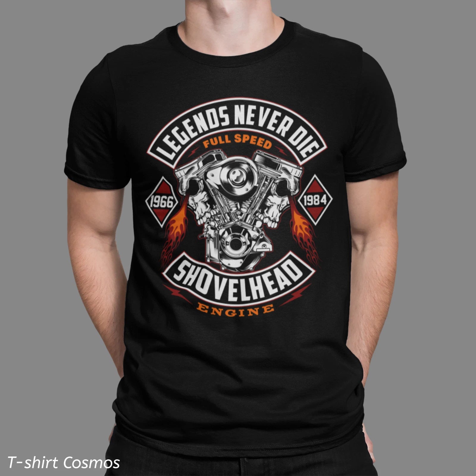 Motorcycle Retro Shovelhead T-shirt Design dad birthday biker tee old school
