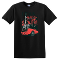 Red Sports Car Urban Scene T Shirt Graphic Vintage Cool Tee Design Art