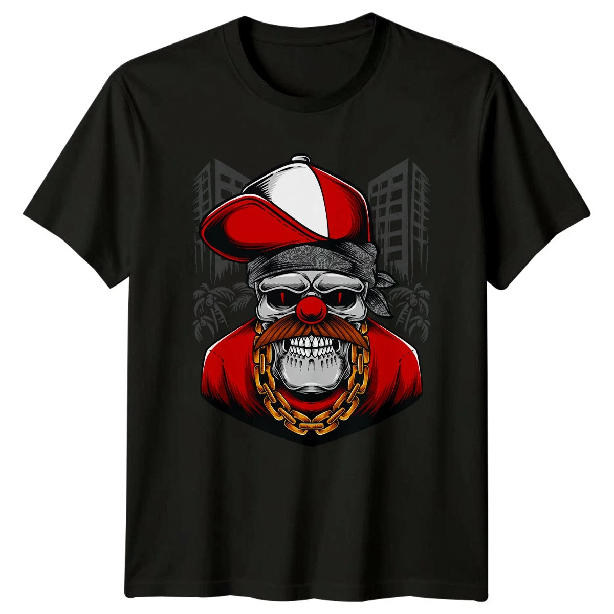 Gritty Skull Clown Urban Streetwear T-Shirt Skull Art Streetwear Birthday