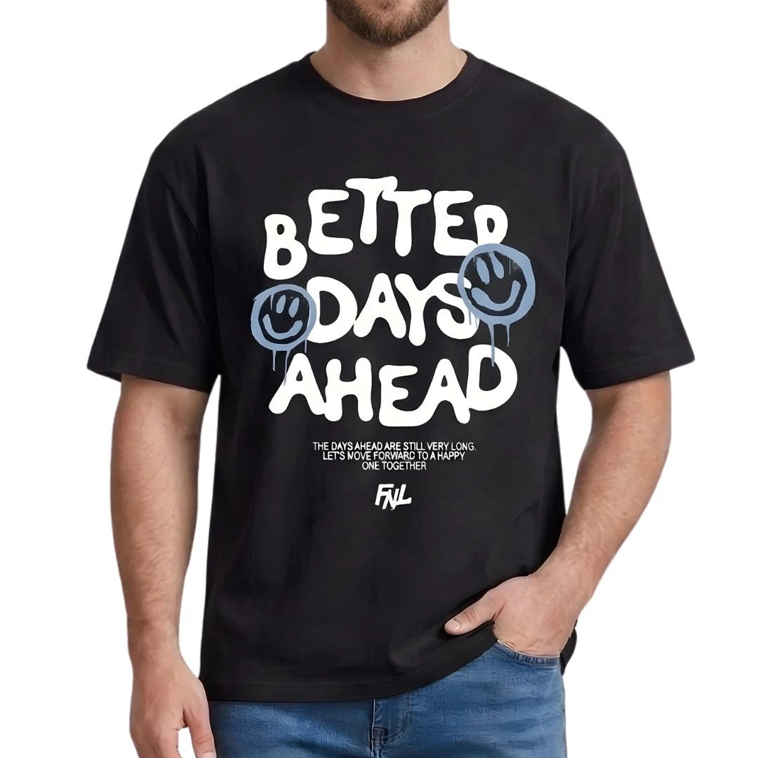 Better Days Ahead Shirt Men's Aesthetic Streetwear Urban Graffiti Smiley Tee