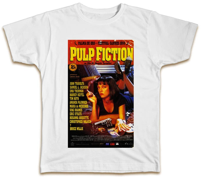 Pulp Fiction Movie Poster T-Shirt Uma Thurman Samuel L Jackson Top Gift Present