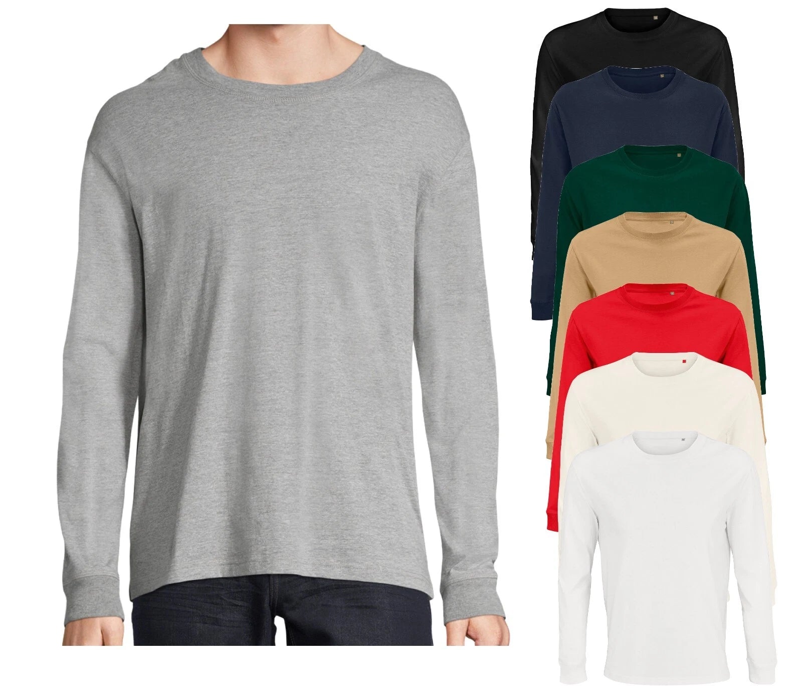 Long Sleeve Organic Cotton Tee SOLS Pioneer Unisex T-Shirt XS - 4XL