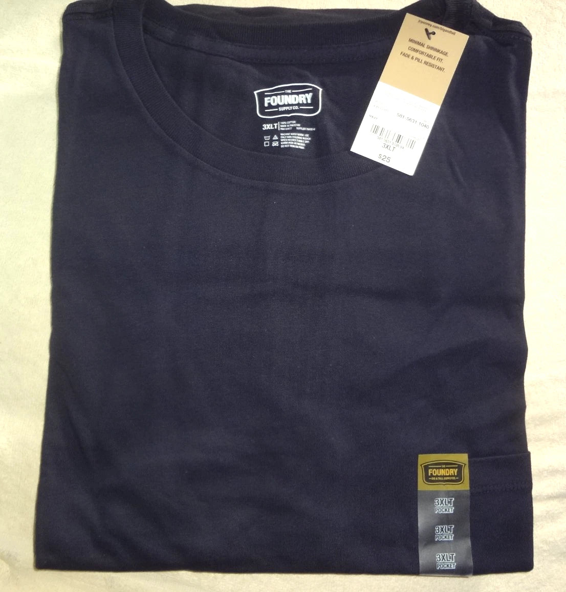 Foundry 3XLT Pocket T-Shirt 100% Cotton 3 Extra Large Long