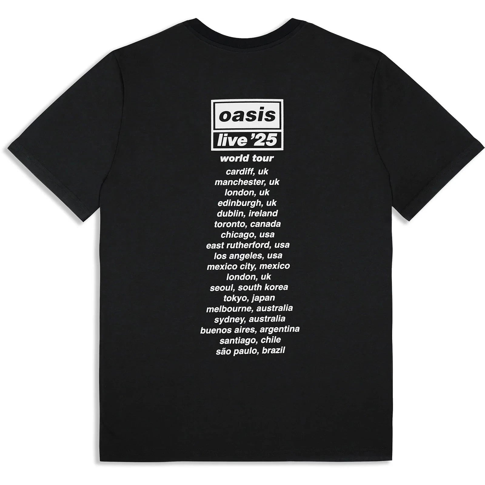 Oasis  T-Shirt: Collage Live '25 World Tour (Black) (Back Print & Ex-Tour) OFFIC