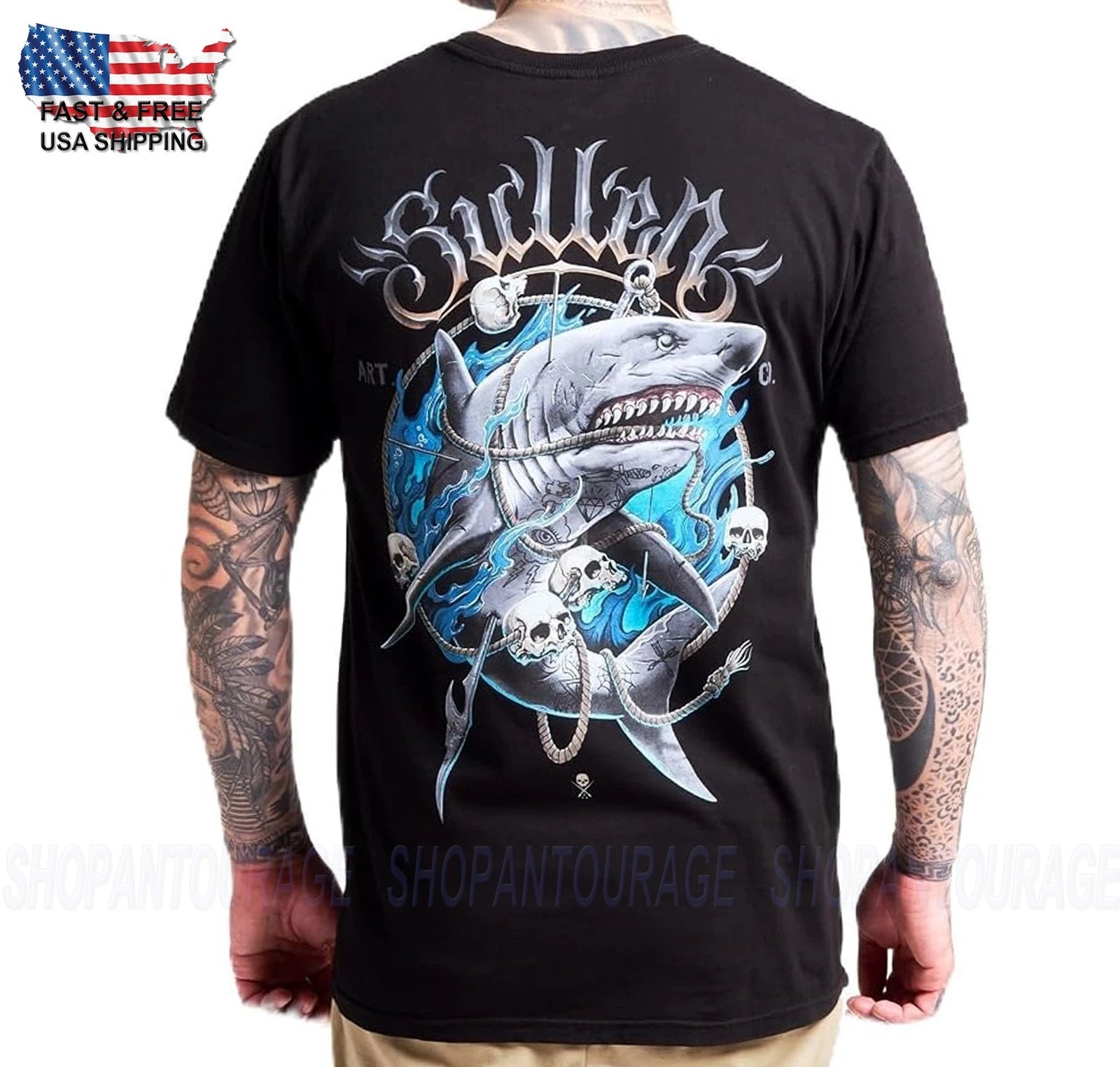 Sullen Art Collective Shark Skull Premium SCM8094 Short Sleeve T-shirt For Men