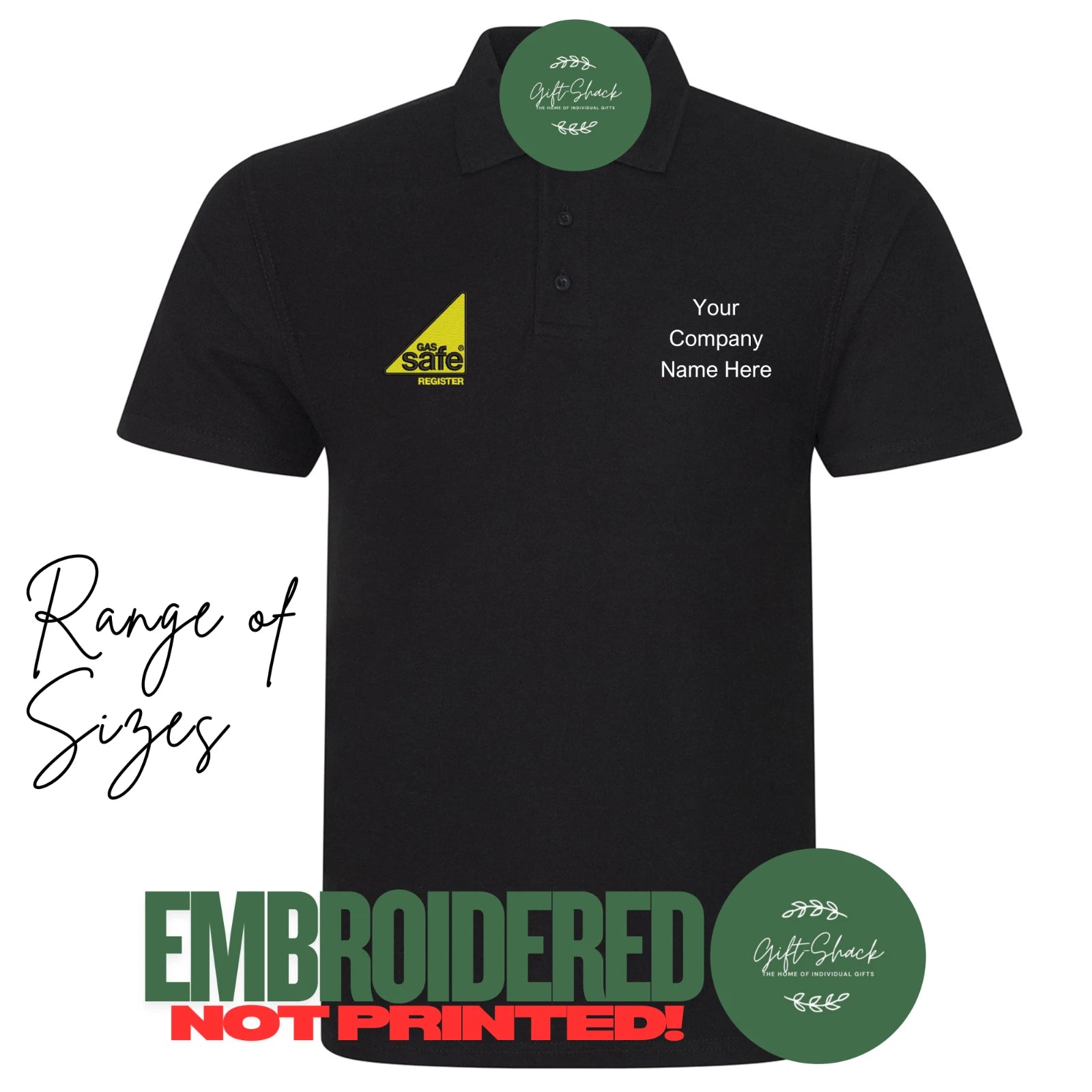 Gas Safe Polo Shirt Embroidered  Add Your Company Name Quality Workwear