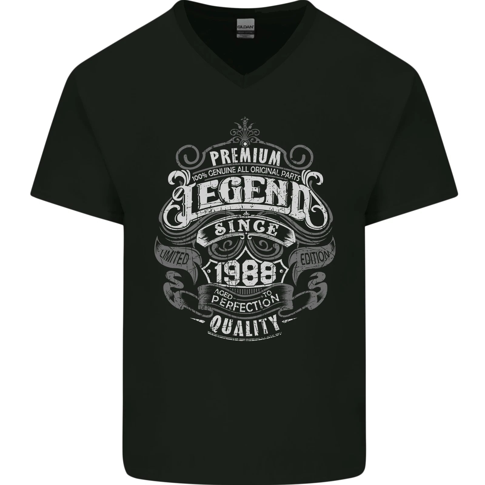 Premium Legend 38th Birthday 1988 Mens V-Neck Cotton T-Shirt