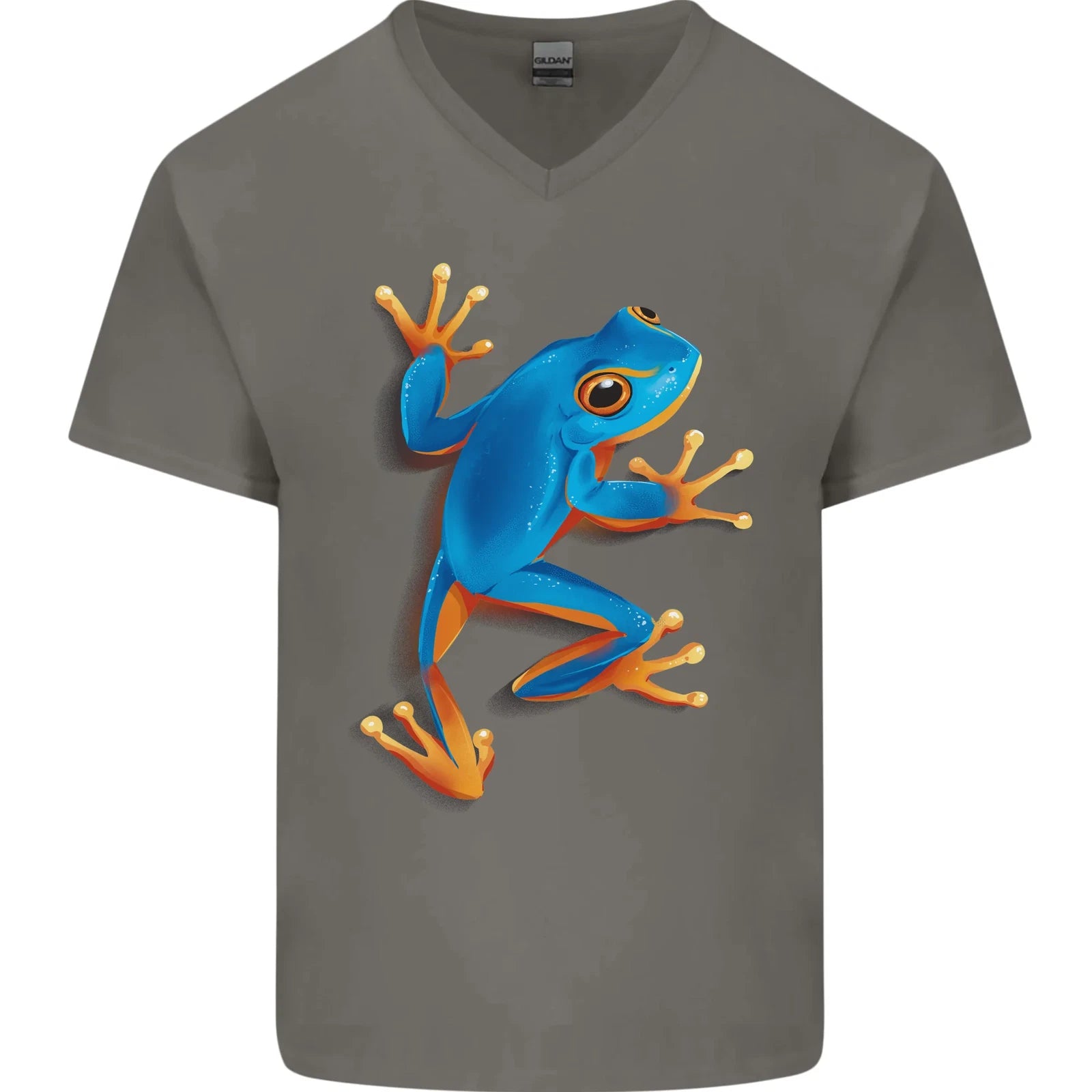 A Cool Frog Climbing Up Mens V-Neck Cotton T-Shirt